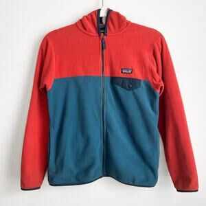 Patagonia Boy's Micro D Snap-T Fleece Jacket Size 12 Large Wavy Blue Red Sumac